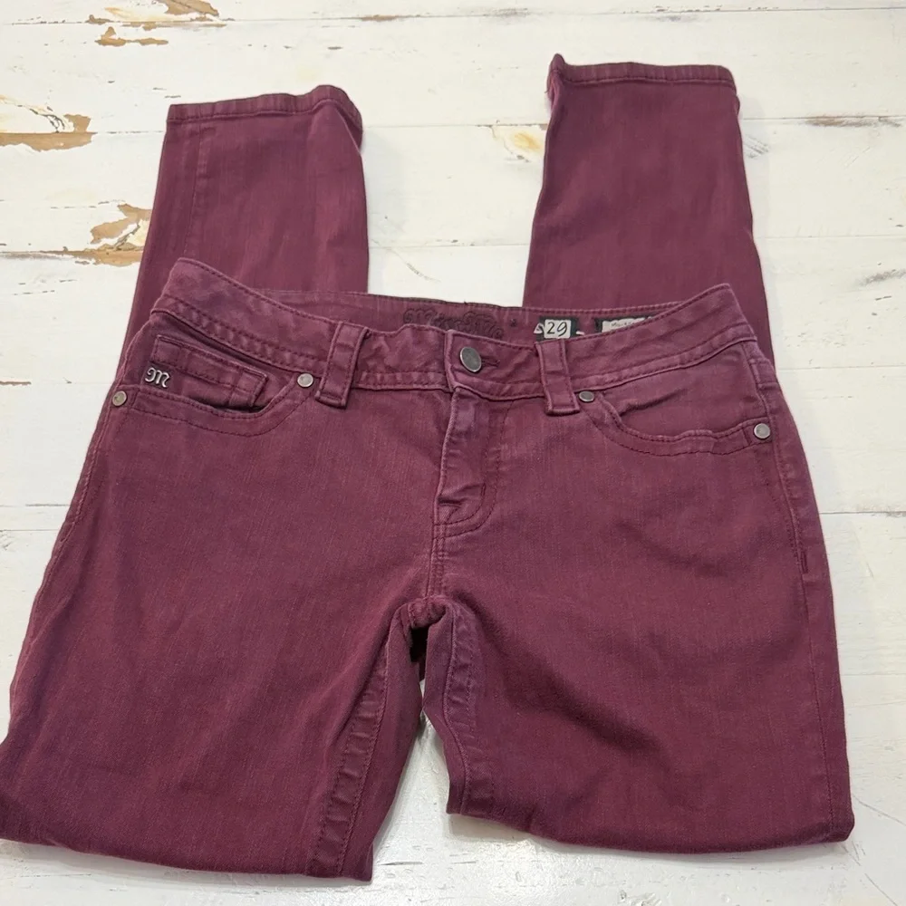 Miss Me Burgundy Mid-Rise Skinny Jeans - Picture 2 of 11